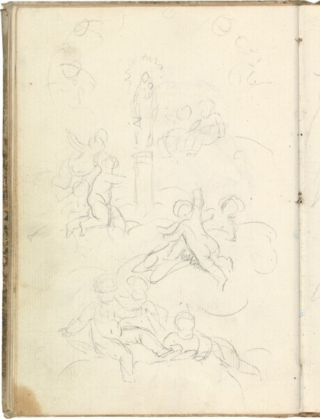 Virgen del Pilar con angelitos entre nubes