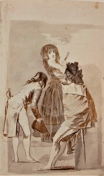 Majo contemplando un petimetre que se inclina ante una maja