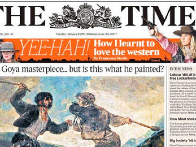 Goya, portada en 'The Times'. Heraldo de Aragón